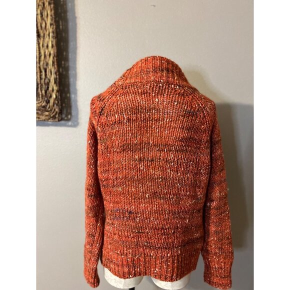 Anthropologie Moth Sweater Orange M Medium Thick Collar Pullover Mutli Flecks - Picture 7 of 11